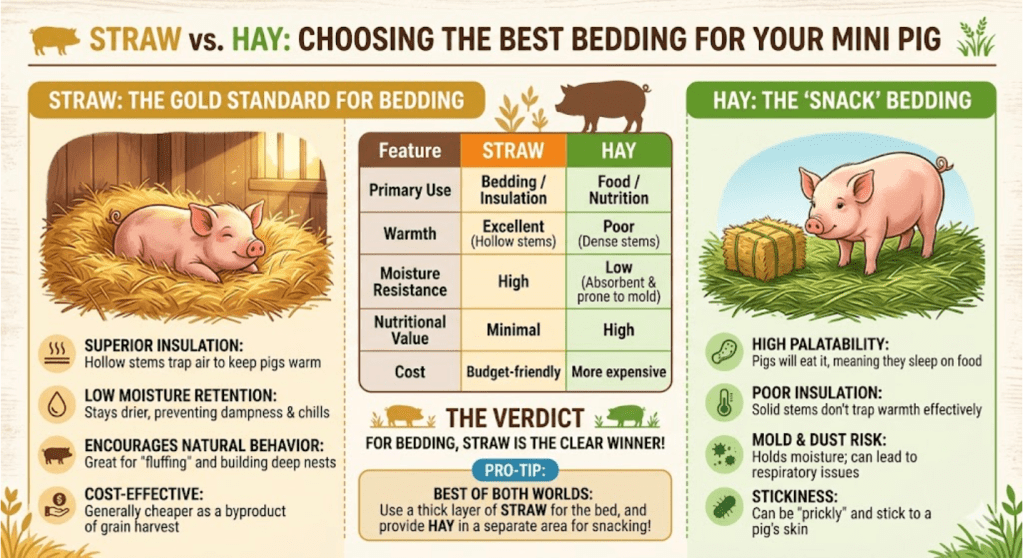 Choosing the best bedding for your mini pig infographic